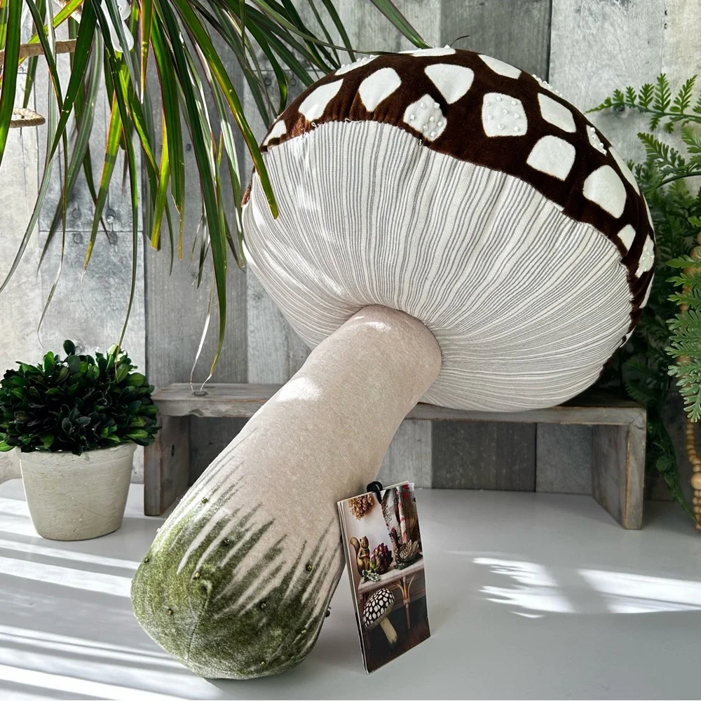 🌴 Cool John Darian Soft Beaded Brown & White Mushroom Decorative Pillow |Target